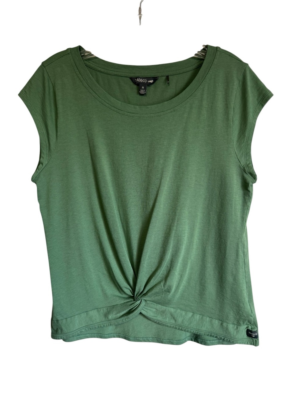 Toad And Co Womens Anza Cap Sleeve Tee with Twist Green Size M Medium - Picture 2 of 9